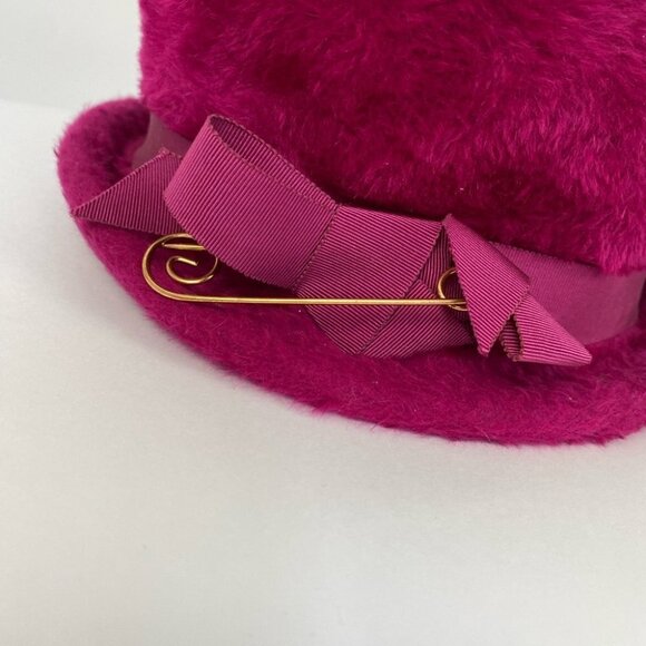 Vintage Selene Italian Furry Pink Hat with pin‎ - Picture 9 of 9
